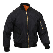 Black Lightweight MA-1 Flight Jacket - View