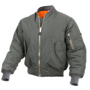 Enhanced Nylon Sage Green MA-1 Flight Jacket - View