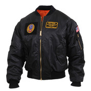  Aviator Black MA-1 Flight Jacket w/ Patches - View