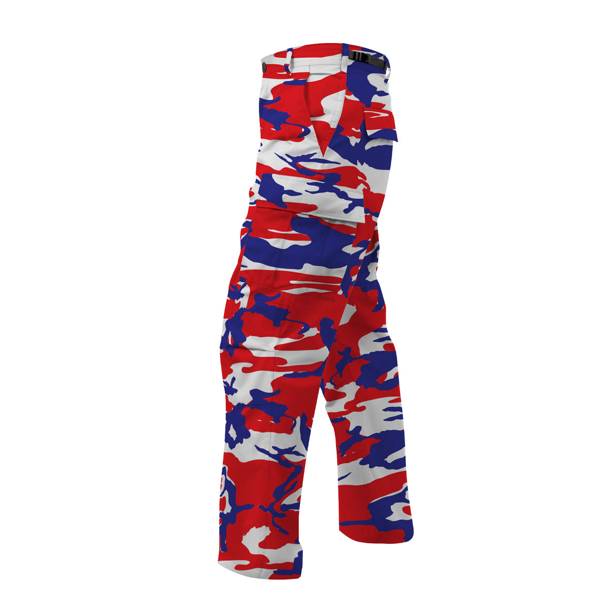 red and blue camo pants