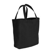 Black Canvas Shopping Tote Bag - Side View