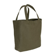 Olive Drab Canvas Shopping Tote Bag - Side View