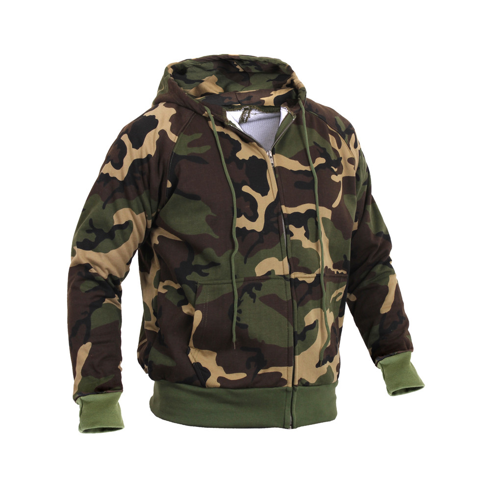 Shop Camo Thermal Lined Hooded Sweatshirt - Fatigues Army Navy