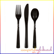 Midnight Black Plastic Cutlery
