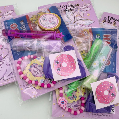 Cute cartoon dragon themed party bag filler pack for children’s birthday parties