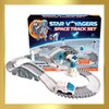 Children’s Space Vehicle & Track Set with astronauts, shuttle, satellite and track pieces, battery powered rover toy for kids
