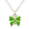 Silver Plated Green Enamelled Butterfly Pendant