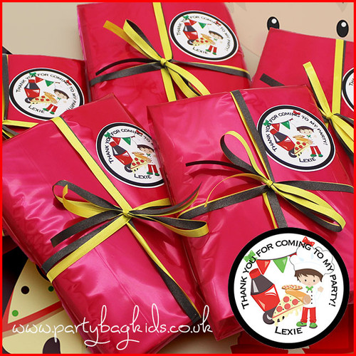 Pizza Themed Personalised Party Bag in Ruby Red