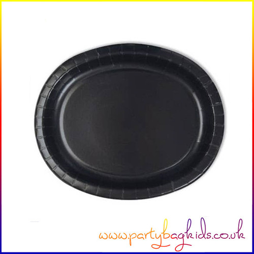 Oval Black Paper Party Plate