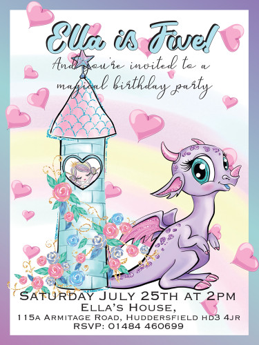 Princess Tower and Dragon Party Invitations