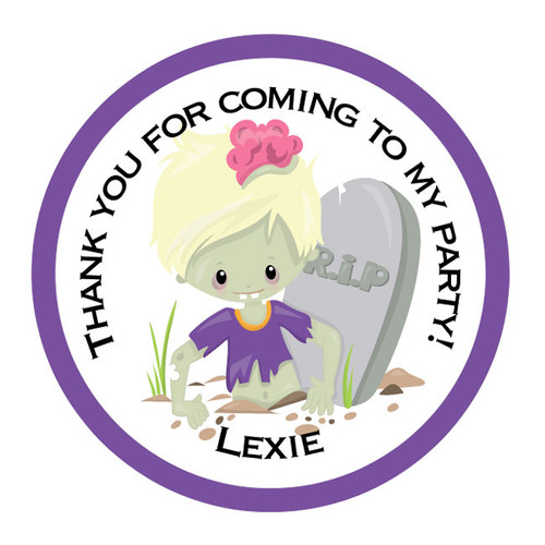 Zombie Girl RIP Themed Party Stickers