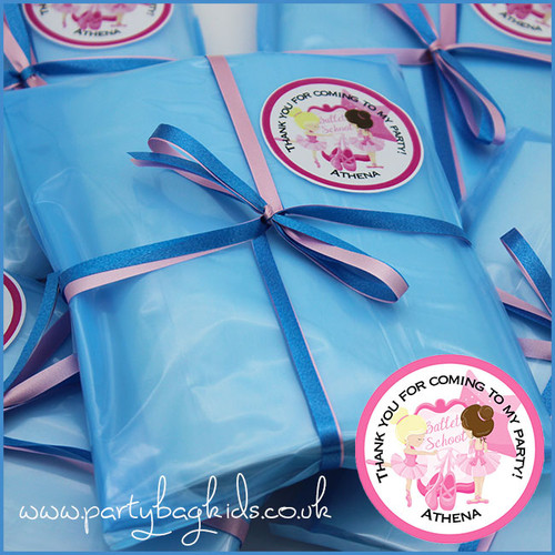 Ballerina Personalised Party Bag in Baby Blue Close Up