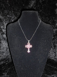 ROSE SWAROVSKI CRYSTAL CROSS NECKLACE
