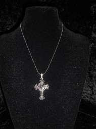 BLACK SAROVSKI CROSS SILVER NECKLACE