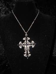 JET AUSTRIAN CRYSTAL CROSS NECKLACE
