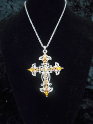 TOPAZ AUSTRIAN CRYSTAL CROSS NECKLACE