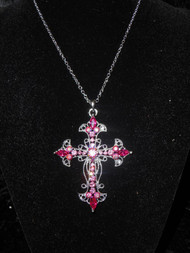 ROSE AUSTRIAN CRYSTAL CROSS NECKLACE
