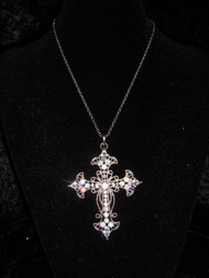 CLEAR & AB AUSTRIAN CRYSTAL CROSS NECKLACE