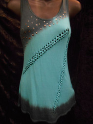 Turquoise ombre studded top