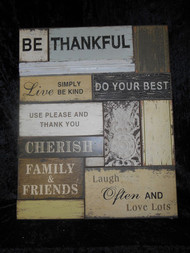 BE THANKFUL CHERISH WOOD PLAQUE