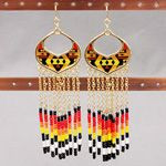 LONG BEADED AZTEC EARRINGS