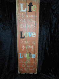 FAMILY/ LOVE RED WOODE WALL PLAQUE