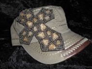 stoned crosss hand detail stitched cadet