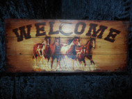 WOODEN HORSE WELCOME SIGN
