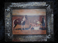 BATH COWGIRL RED WOODEN FRAME