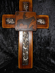 WOOD W/SILVER LEAF WALL CROSS