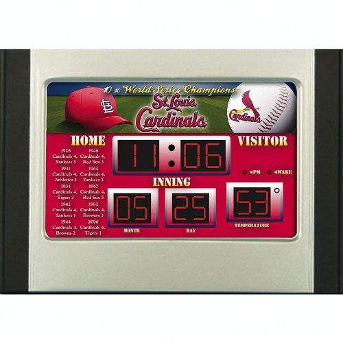 St Louis Cardinals Scoreboard Clock Shows Time, Date, and Temperature