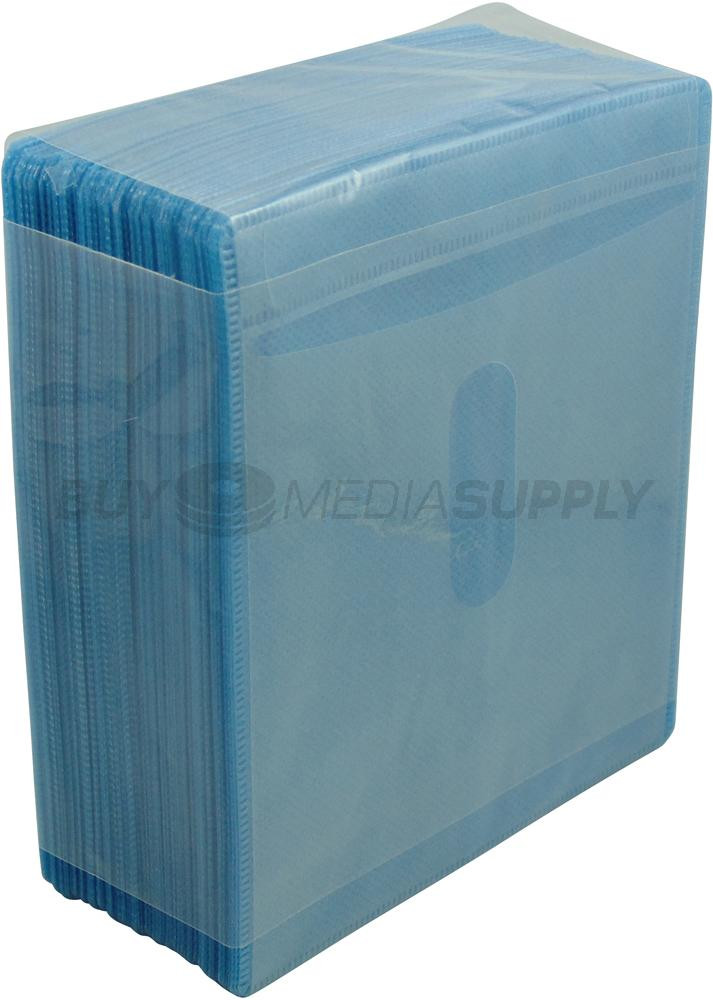 Non woven Blue Color Plastic Sleeve CD/DVD Double-sided 