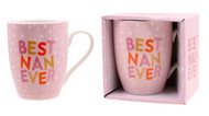 MD2404 Mug 4: Best Nan Ever

$3.10 plus GST

Spoil Nan with a gorgeous new mug this year!  Comes in our customised matching gift box.  New design.

Product Info: A pale pink mug with white stars with a logo that says “Best Nan Ever”.  Comes in our customised matching gift box.  Packaging size 10.7 x 10.7 x 8.5cm.  Mug height is 9.5cm.  New design.