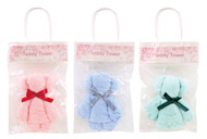 MD2436 Teddy Towel

$1.90 plus GST

How cute!!  A gorgeous towel for Mum, packaged in the shape of a cute teddy!  Unfolded towel measures 29.5 x 28.5cm.  Why not pair it with our new Bath Bomb or 3pk Flower Soap.  New product.

Product Info: A towel measuring 30 x 30cm, folded and shaped into a teddy bear (which measures 10 x 15 x 4cm when folded). Available in 3 colours: pink, blue and green.