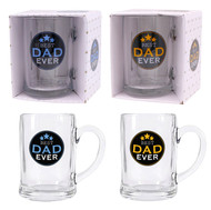 FD2405 Glass Mug
$4.00 plus GST
The perfect glass for the perfect guy!  Our Glass Mug is definitely a statement glass and perfect for Dads beverage of choice!  350mL capacity.  New design.
Product Info: a glass mug with handle with logo that says “Best Dad Ever”.  Available in 2 colours: yellow and blue.  Comes in our customised gift box.