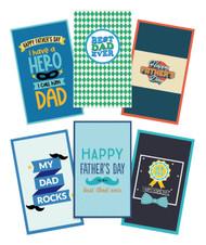 FD2426 Father’s Day Cards
$0.60c plus GST
Write Dad a special message this Father’s Day.  Card measures 11.5 x 19.3cm, comes with envelopes.  
Product Info: An assortment of Father’s Day cards with envelopes.  6 designs.