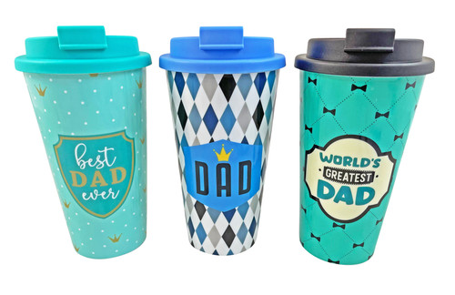 FD2461 Premium Travel Mug
$3.30 plus GST
Grab and go with our Premium Travel Mugs!  They are the perfect vessel for your morning cuppa!  Height of mug 18cm.  400mL capacity.  New design.
Product Info: a plastic travel mug with screw top lid available in 3 designs, “Dad”, “Best Dad Ever” and “World’s Greatest Dad”.