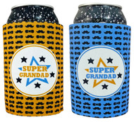FD2463 Grandad Can Cooler
$1.80 plus GST
Keep Grandads drink nice and cold with our Grandad Can Cooler!  Suitable for 375mL can of drink.  Product measures 10.5cm tall, diameter is 7.5cm.  New design.
Product Info: a can cooler available in 2 colours: orange and blue, with logo that says “Super Grandad”.