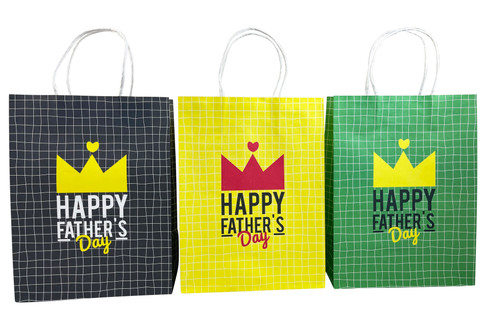 FD2468 Father’s Day Gift Bag
$0.70c plus GST
For no fuss wrapping…just bag it!!  Complete your gift with a gorgeous gift bag!  Expanded size 20 x 26.5 x 11cm, plus a 9cm handle.  New design.
Product Info: A paper gift bag that says “Happy Father’s Day”.  Available in 3 colours: black, green and yellow.