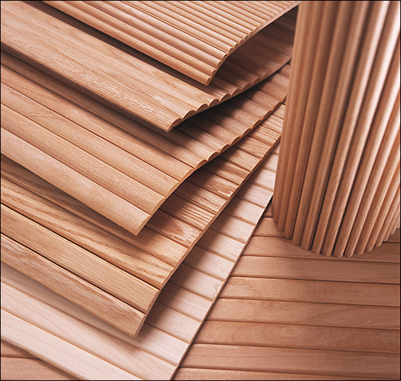Solid hardwood tambour sheets available in three distinct profiles.