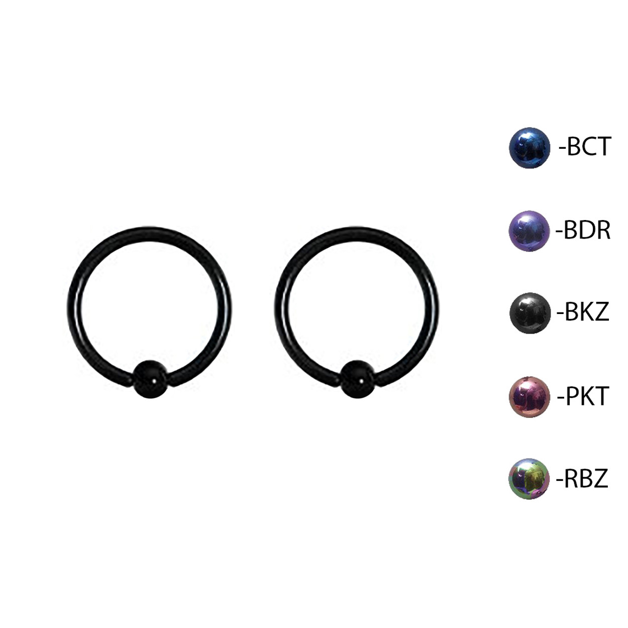 Pair of Titanium Captive Bead Ring CBR Hoop Earrings 18-14