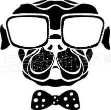 Pug Dog Bow Tie Silhouette 1 Decal Sticker