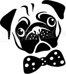 Pug Bow Tie Silhouette 2 Decal Sticker