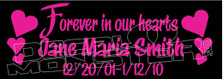 Hearts In Loving Memory Of... 1 Memorial decal Sticker