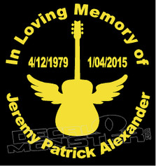 Guitarist In Loving Memory Of... 5 Memorial decal Sticker
