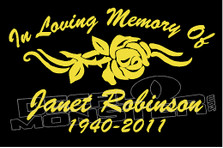 Formal Rose In Loving Memory Of... 4 Memorial decal Sticker