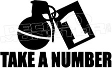 Take a Number Grenade 1 Decal Sticker