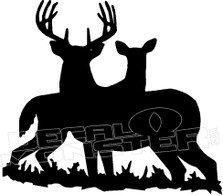Deer and Doe Couple Silhouette 1 Decal Sticker