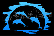 Jumping Dolphins Silhouette 1 Decal Sticker