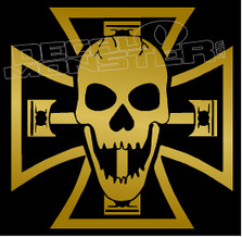 Skull Piston Iron Cross Decal Sticker